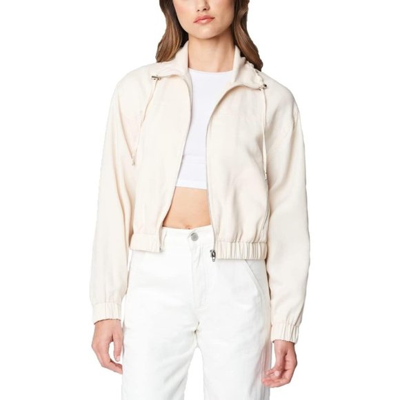 Blank NYC Jacket Beige Love Me Now Lyocell Linen Crop Full Zip - Picture 1 of 13